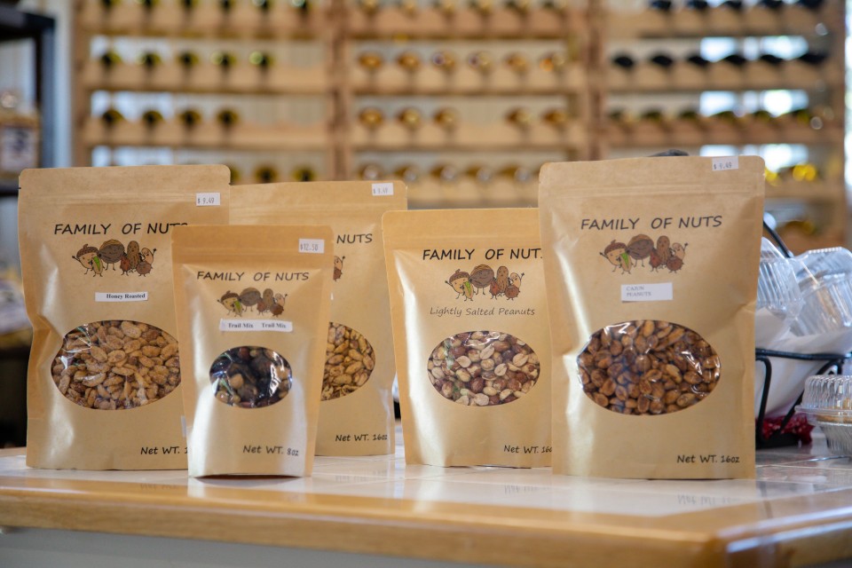 Family of Nuts bags on display in the Farm Market at Great Country Farms