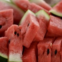 Watermelon slices ready for the Watermelon Bash Watermelon eating and Seed spitting contests at Great Country Farms